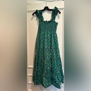 Hill House Home Green Emerald Trellis Ellie Poplin Nap Dress - Size S